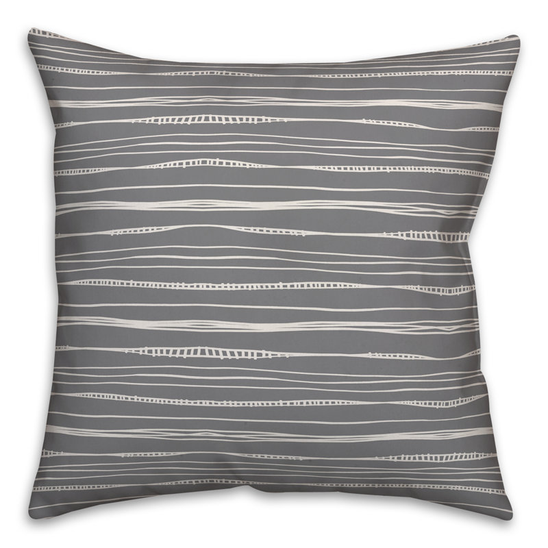 Coussin Kansas, 18" x 18", Gris rayé 2