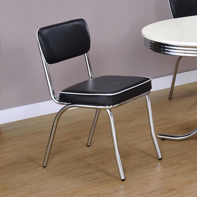 Chaises d'appoint rembourrées 2 pièces - noir et chrome