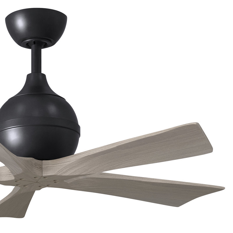 52" Irene 5-Blade Ceiling Fan with Wall Remote, 42", Matte Black, Gray Wash