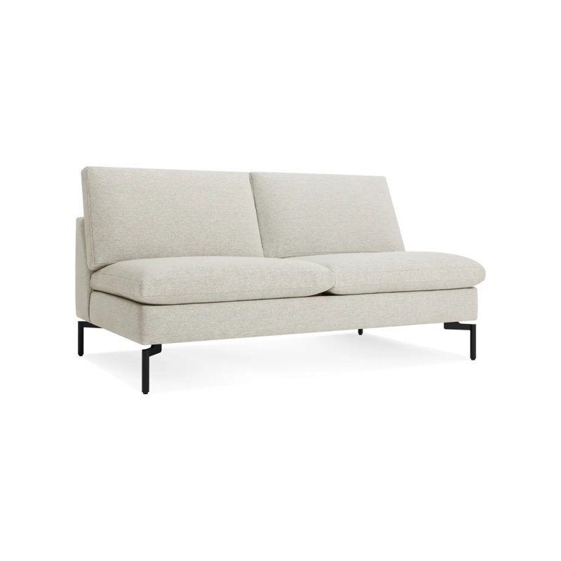 New Standard Loveseat, Granite Genuine Leather, Black