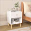 23.22'H White Wooden Nightstand with 1 Drawer &amp; 1 Shelf
