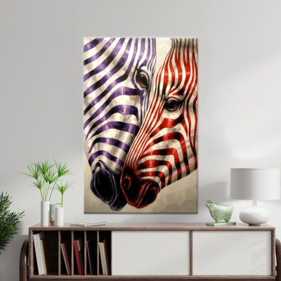 Art moderne sur toile imprimée: motif zébré mauve et rouge, toile tendue 1P