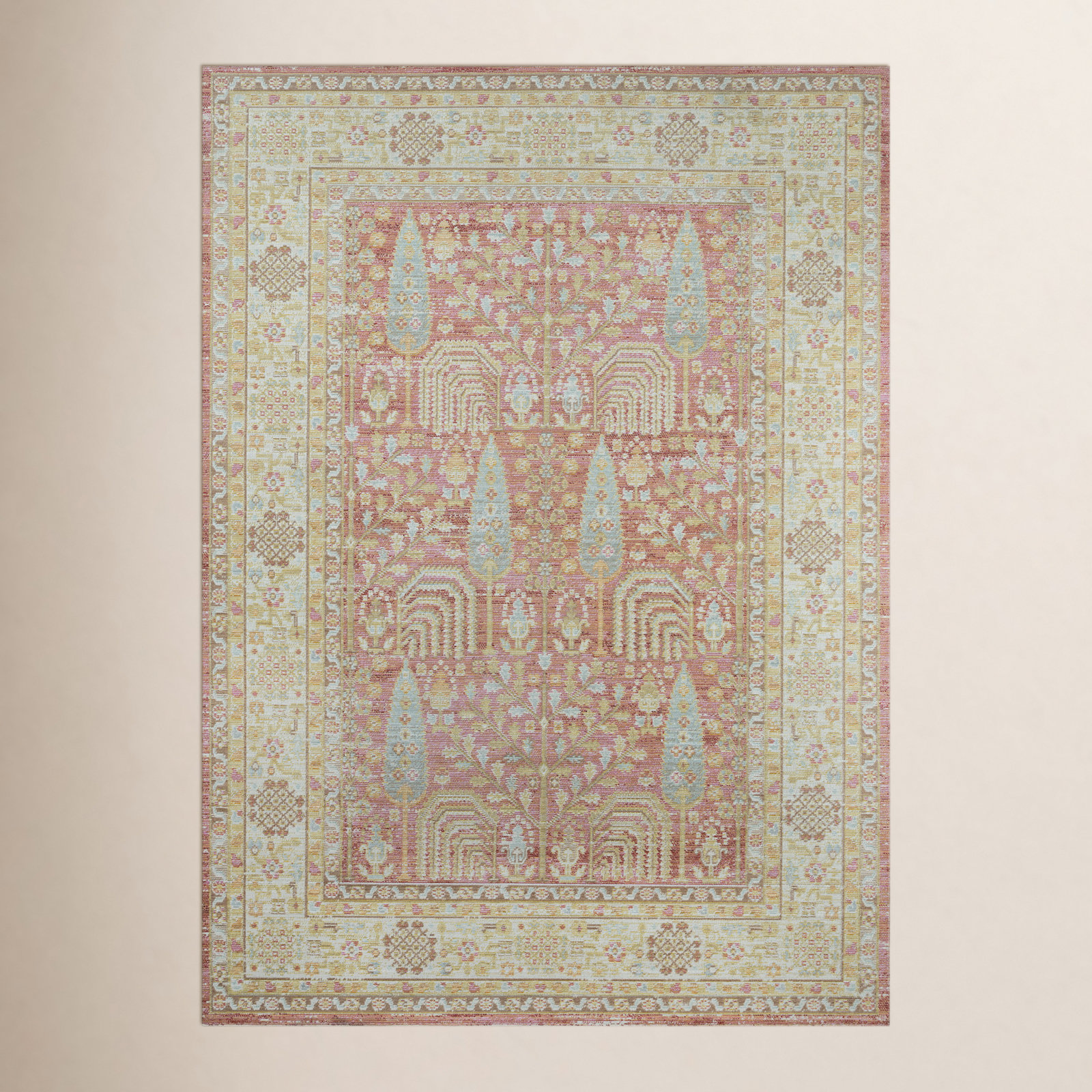 Foxley Pink Beige Oriental Rug, Rectangle 9'3" x 11'10"