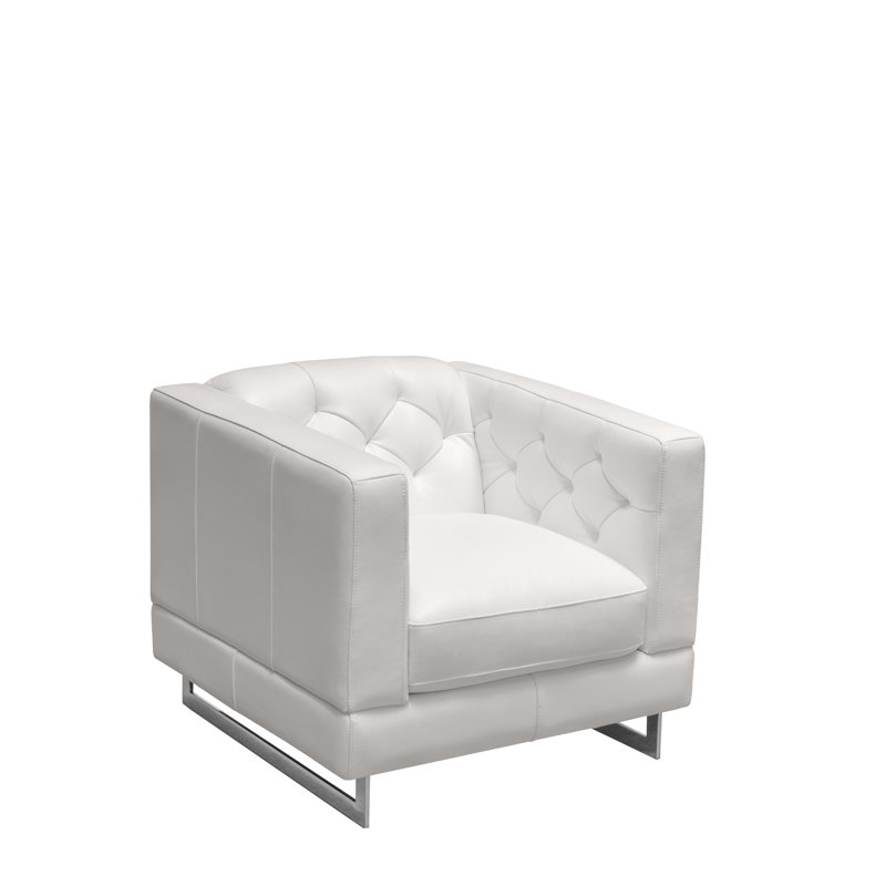 Chaise en cuir fleur Zakara, Cuir véritable blanc