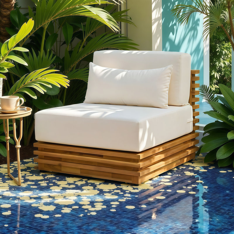 Coussins hydrofuges surdimensionnés simples en bois d'acacia
