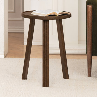 Table d'appoint Keira 22" en bois massif, 3 pieds, plateau rond