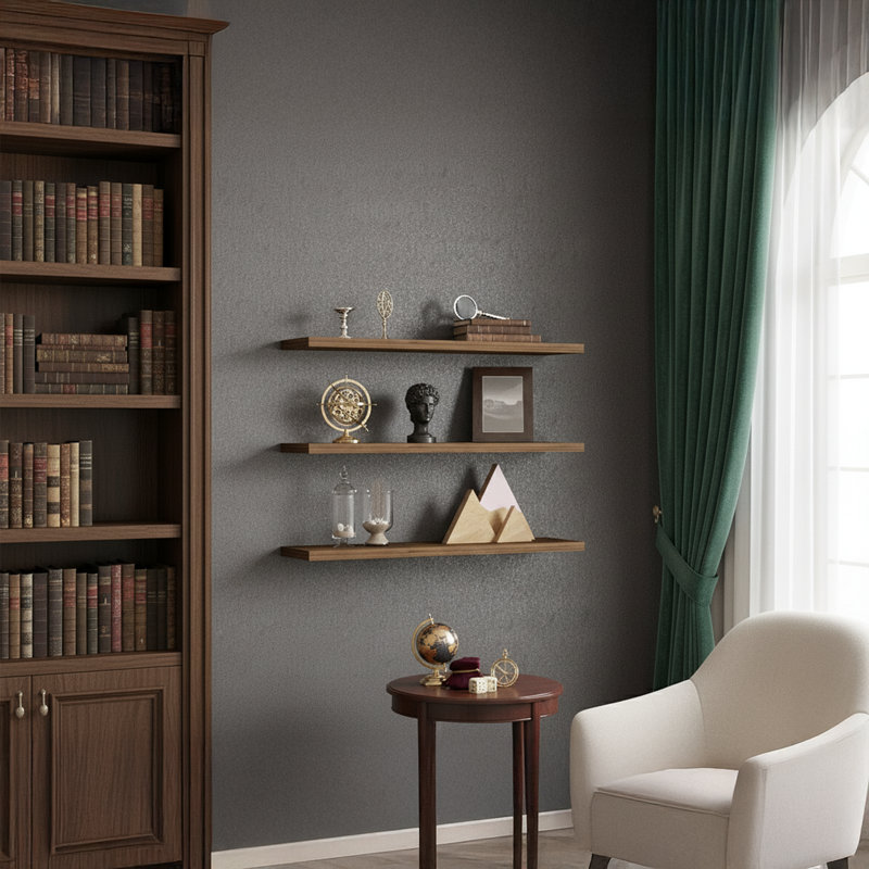 Williemae 3 Piece Floating Shelf, Walnut