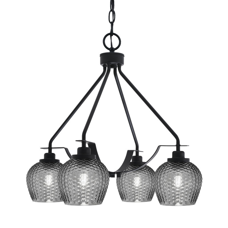 Lustre 4 lumières Scituate illustré 6 po, Clair, Noir mat