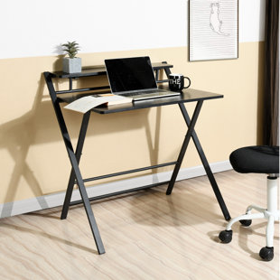 ErgoDesign Folding Computer Desk for Small Spaces, Simple Space-Saving Home Office Desk, Foldable Computer Table, Laptop Table, Writing Desk, Compact