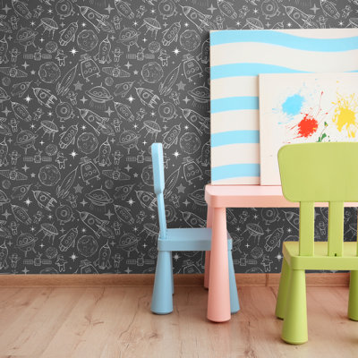 Grey Space Children Removable Wallpaper 8684