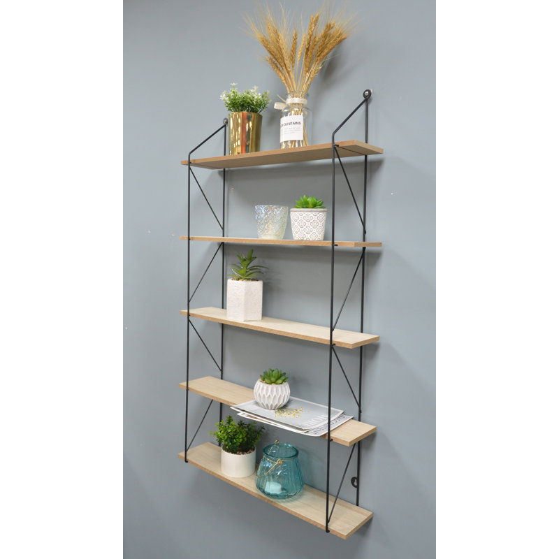 Geosvani 5 Piece Bracket Shelf, Black