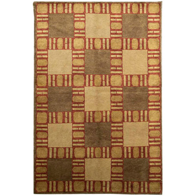 Tapis rouge et brun noué à la main de haute qualité