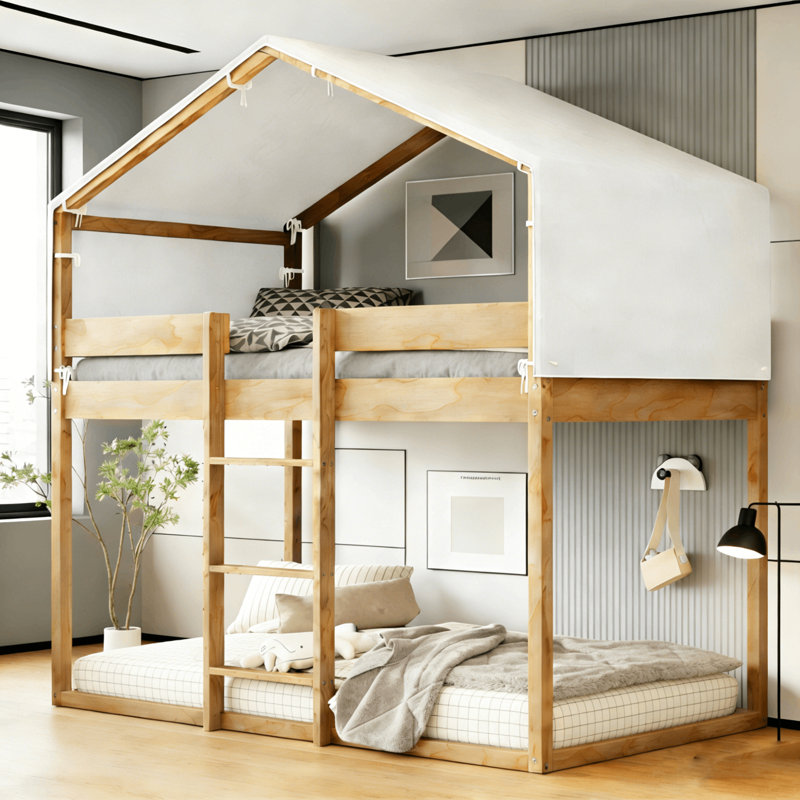 Colombes Kids Twin Over Twin Bunk Bed, Natural