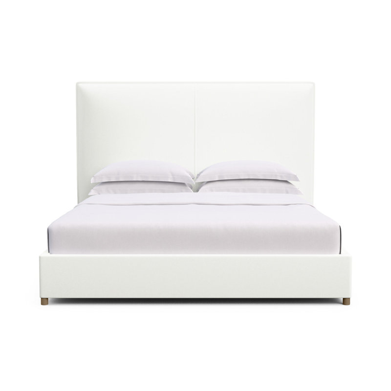 Mansfield Upholstered Bed, Full, Plush Velvet Blanc, Weathered
