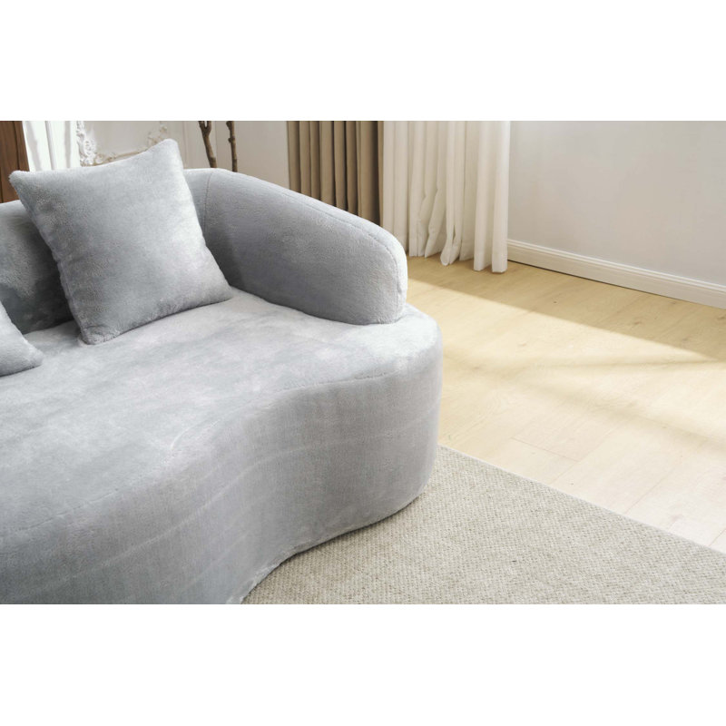 Canapé modulaire en L avec méridienne incurvée, Mélange de polyester gris