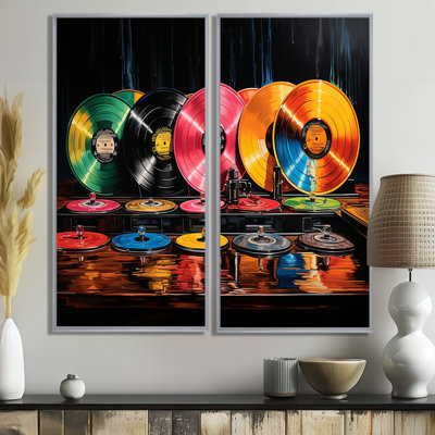 Colorful Vinyl Serenade II - Multi-Color Modern Canvas Wall Art