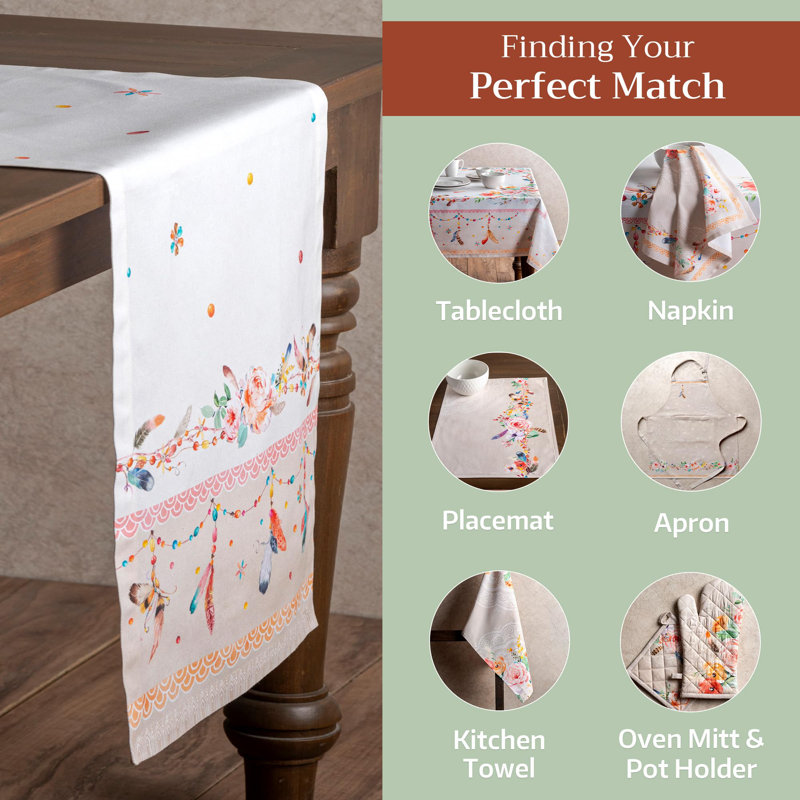 Chemin de table 100% coton Maison d’Hermine, L 72 po x l 14,5 po