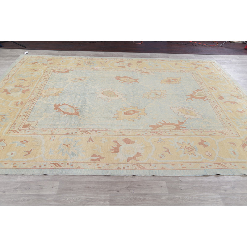 Tapis en laine jaune/bleu 10 pi 6 po x 13 pi 5 po one-of-kind à la main noué la VanVleet
