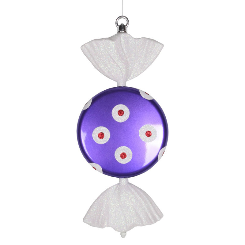 Ornement 13 "bonbon scintillant, Mauve / Blanc