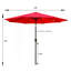 Parasol de patio extérieur 10 pi (3M) sans rabat, 8 pièces, avec inclinaison, avec manivelle, sans base, rouge, taille de poteau 38 mm (1,49 pouce)