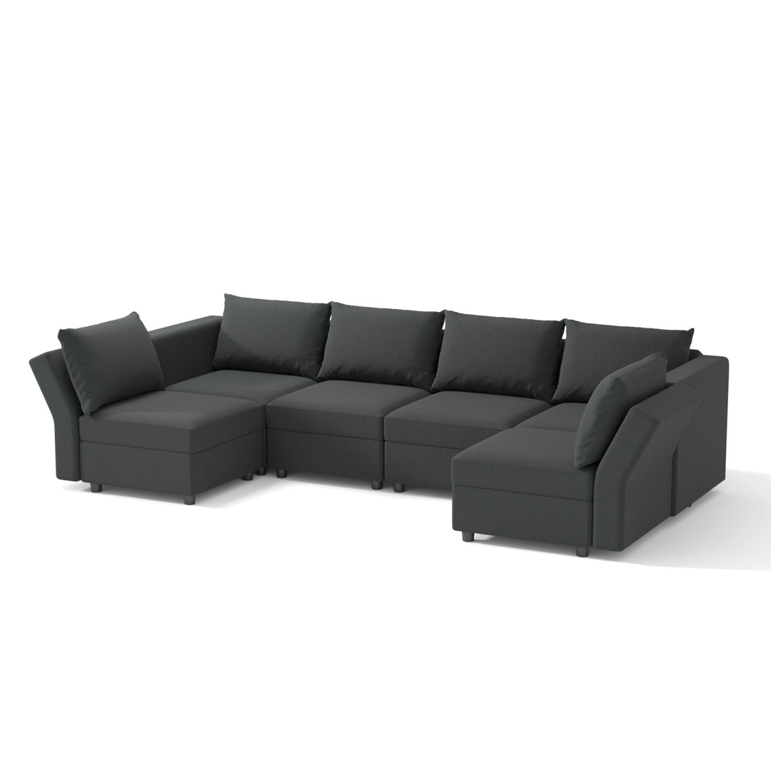 BOX MODULE STO SOFA 116'' 6 Piece Upholstered Modular Sectional Sofa with Storage Ainfox