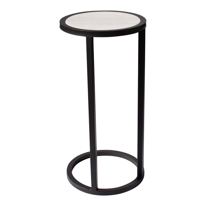Vegas Stone Frame End Table, Flat Black, Carrera Marble