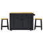 Grand îlot de cuisine de 48 po avec rallonge K&K, prise de courant, support de rangement interne, chariot de rangement sur roulettes sur 5 roues avec 5 supports latéraux ouverts pour la cuisine, noir (deux ensembles) (sans les tabourets)-818357805