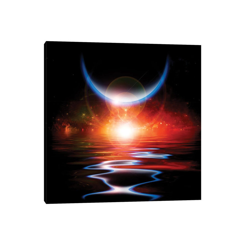 Sun Eclipse Waters Reflection And Planets by Bruce Rolff - Wrapped Canvas Print, 30.48 cm H x 30.48 cm W