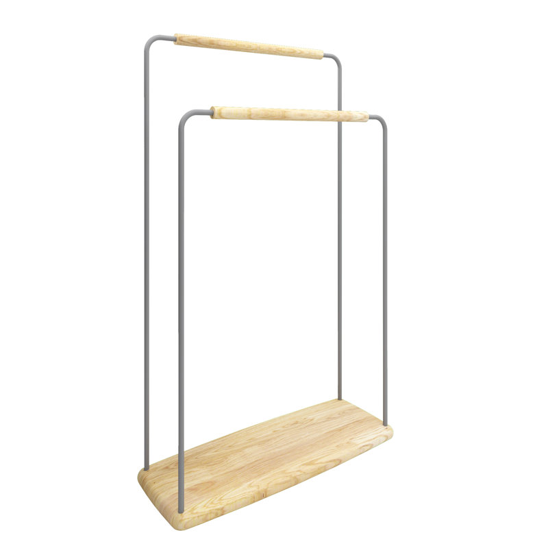 Awrad Towel Rack, Grey/Natural Oak Wood