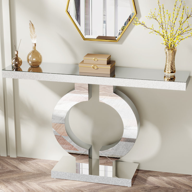 Trustin 43.11" Mirrored Console Table Sofa Table for Entrance Living Room, White