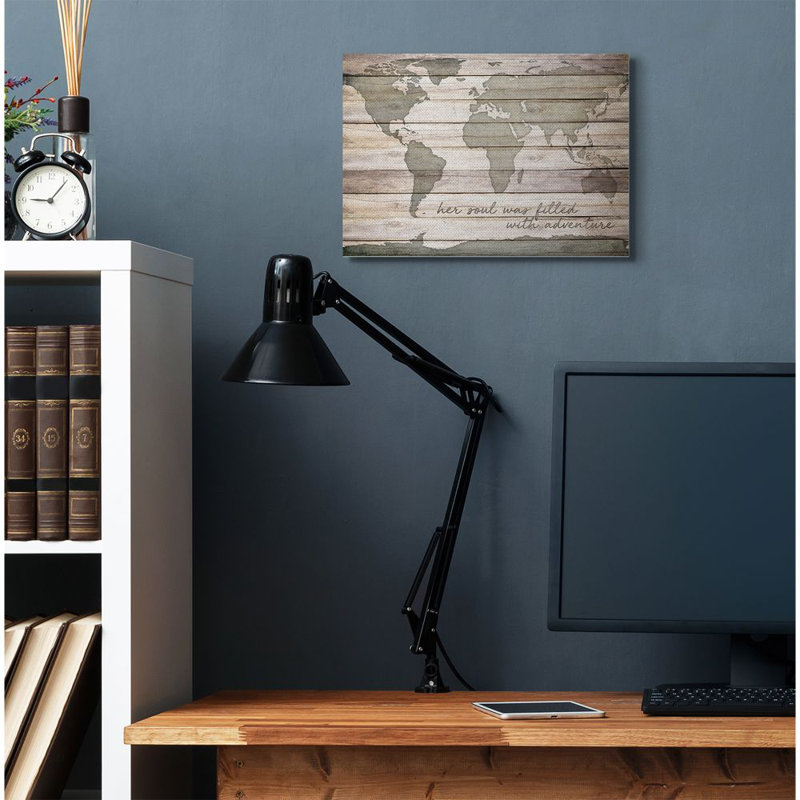 «World Map», reproduction, H 16 po x l 20 po x P 1,5 po, Toile tendue