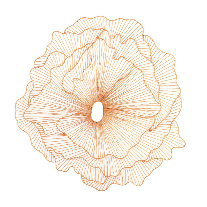 Large Copper Contemporary Flower Wall Art Sculpture