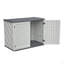 Résistance aux intempéries avec remise horizontale, grande armoire de rangement extérieure verrouillable, unité de rangement en plastique PEHD épais pour les cours, le patio et le jardin (28 pieds cubes / ivoire)
