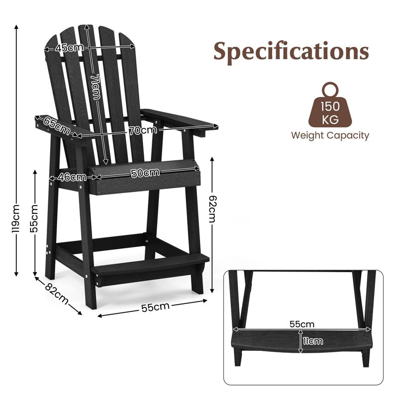 Juno Outdoor Adirondack Chair, Black
