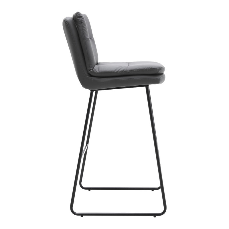 Aidie Upholstered Counter Stool with Metal Frame, Grey