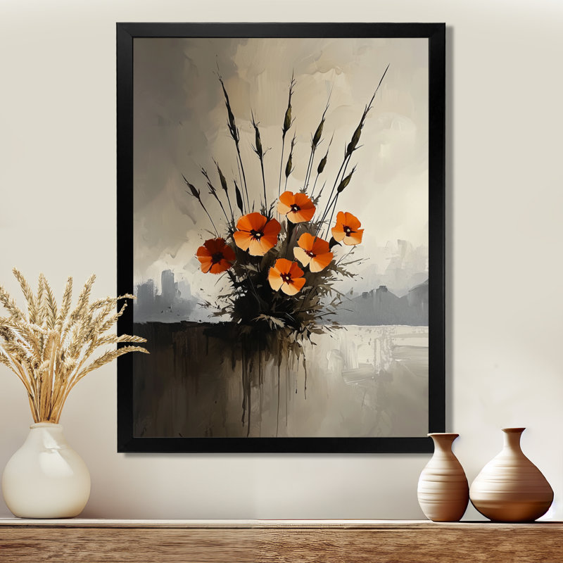 Kowalewski - Art mural sur toile à motif floral, H 32 po x l 24 po, Picture Framed, Noir