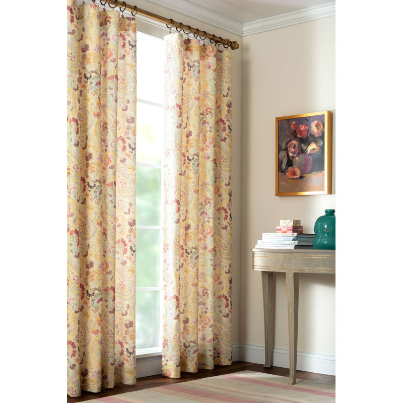 Ines Linen Curtain Panel, 50"W x 84"L, Multi