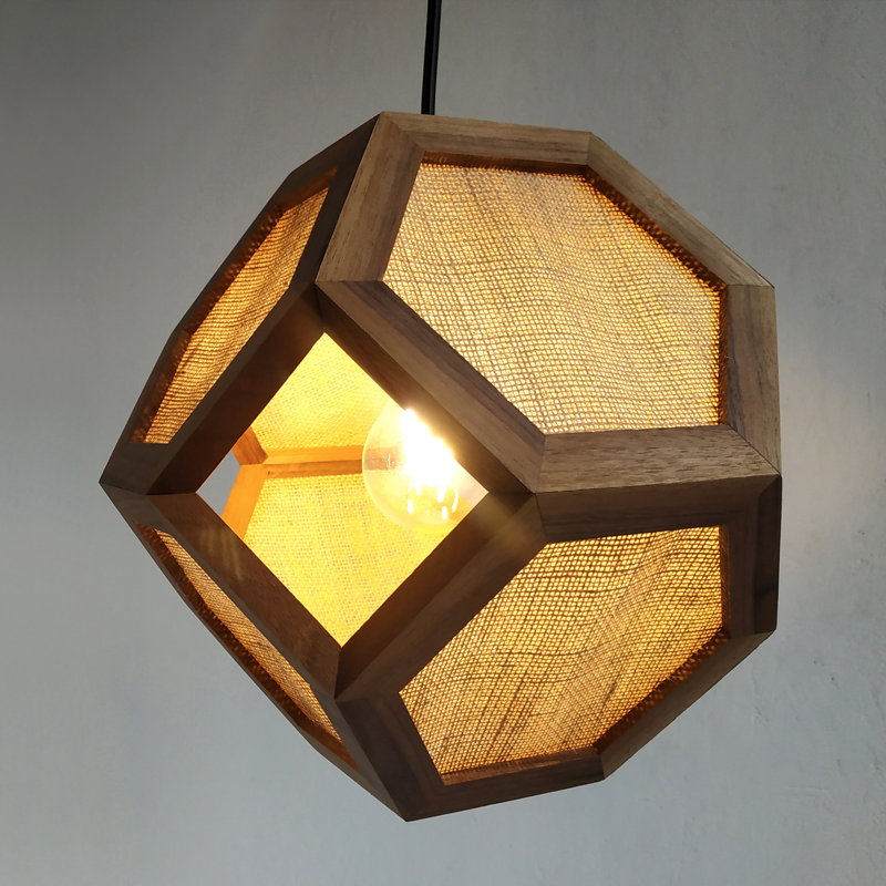 Chew 1 - Light Oil Geometric Pendant, Oak/Antique White