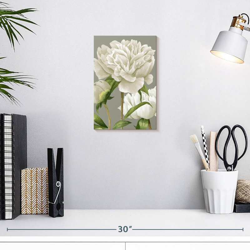Harnek White Peonies II, 12" H x 8" W