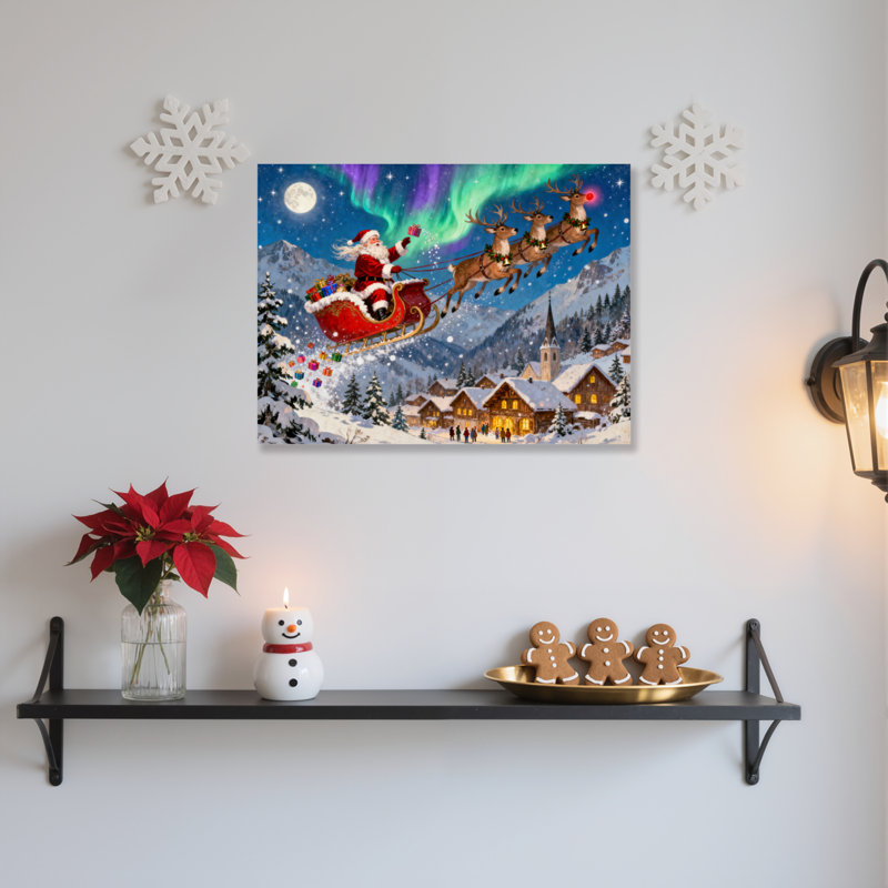 Art mural en toile Père Noël, H 12 po x l 18 po