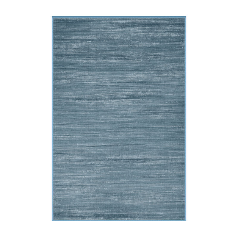 Tapis bleu uni lavable à la machine, Rectangulaire 2 pi x 3 pi