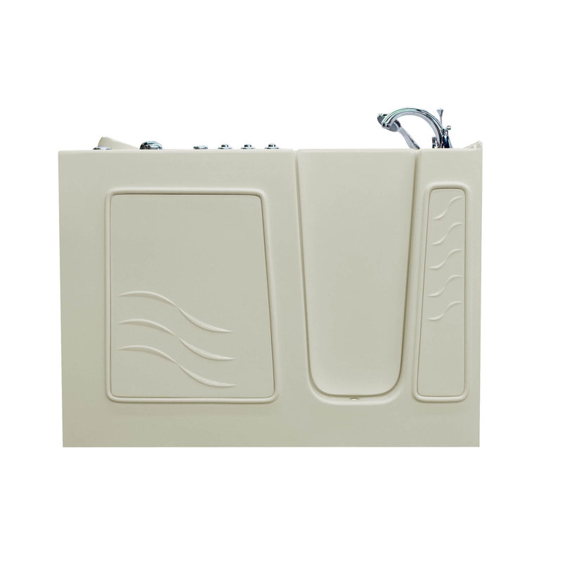 Ashton 52.8'' x 29.5'' Walk-in Fiberglass Bathtub with Faucet, Biscuit, Right