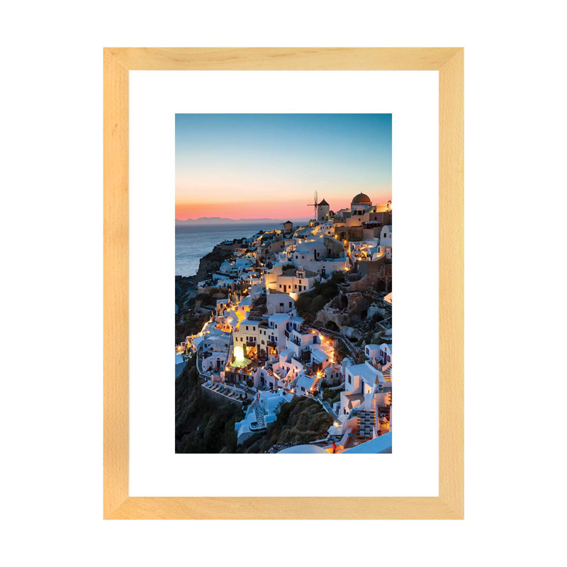 Santorini Evening par Matteo Colombo - reproduction de photo, Papier encadré de bois naturel, H 32 po x l 24 po x P 1 po