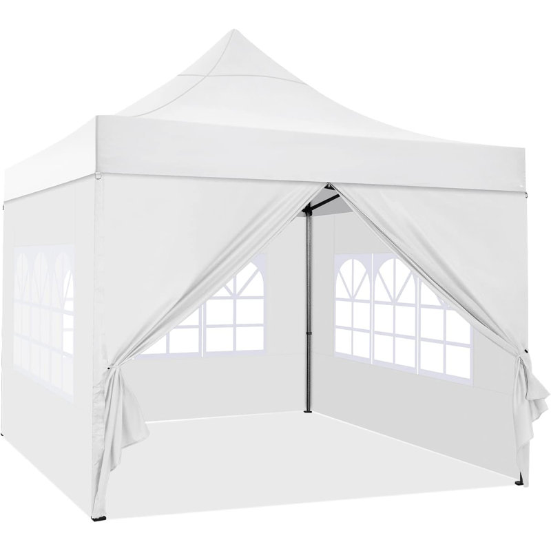 10 x 10 imperméable, stable et résistant à l'hiver avec paroi latérale et sac de sable, Blanc / Blanc