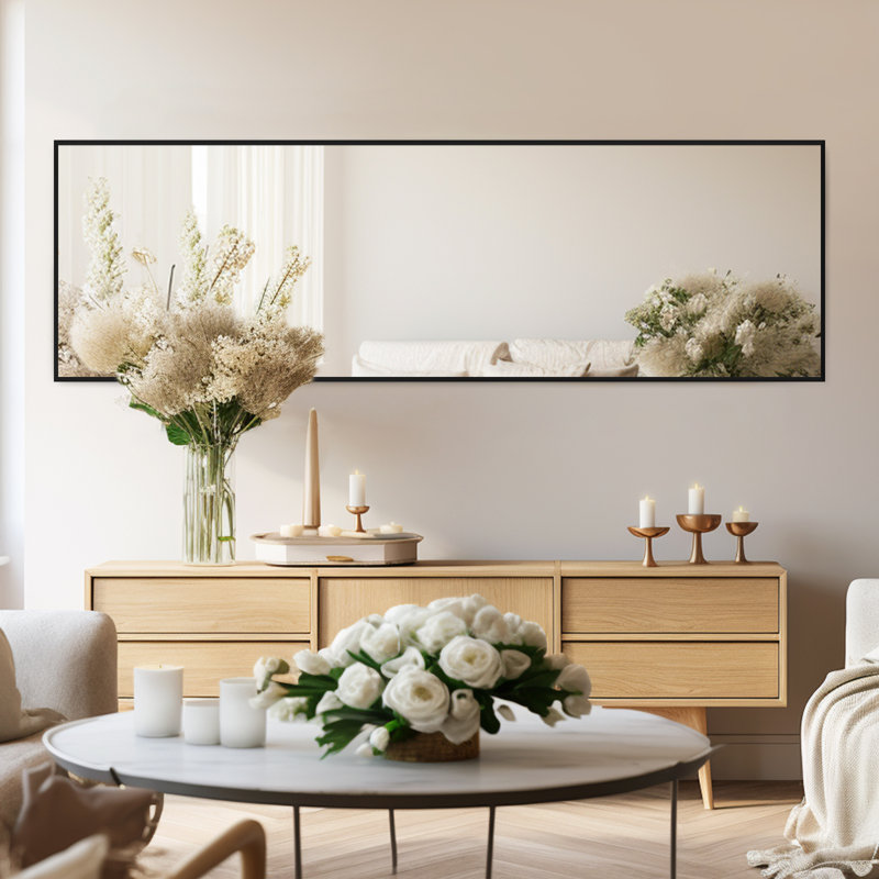 Chakong Aluminum Alloy Framed Rectangle Floor Mirror Full Length, 64" x 21", Black