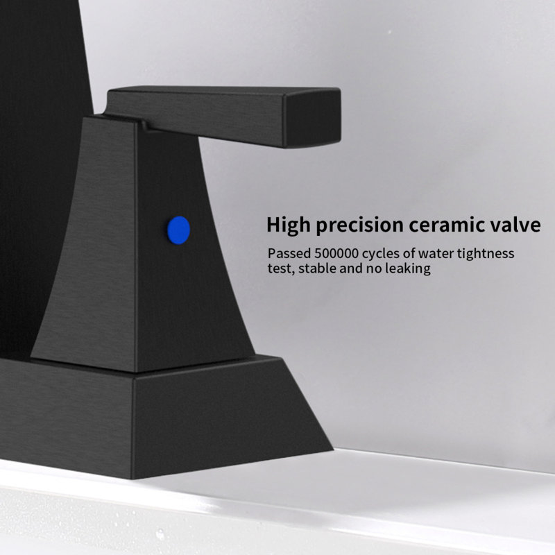 2-Handle Bathroom Sink Faucet ‎Matte Black 4 Inches Centerset Vanity Faucet 3 Hole Bathroom Faucet With Pop Up Drain & Supply Lines Modern Commercial Bathroom Faucets Lavatory Faucet Lead-Free