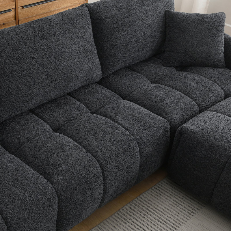 Canapé modulaire en tissu Boucle, Noir