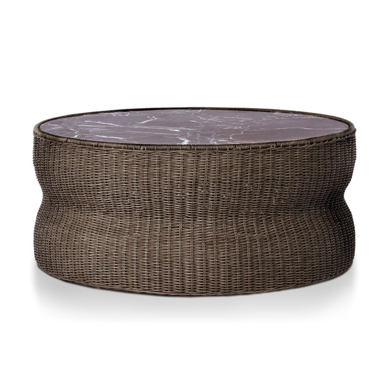 Brixby Outdoor Round Coffee Table, Merlot Marble