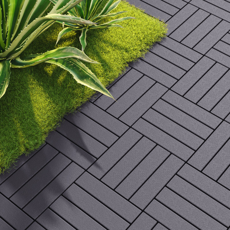 12'' x 12'' Interlocking Plastic Deck Tiles – Box of 44 Outdoor Waterproof, Flooring for Patio, Balcony & Backyard, Easy DIY Installation