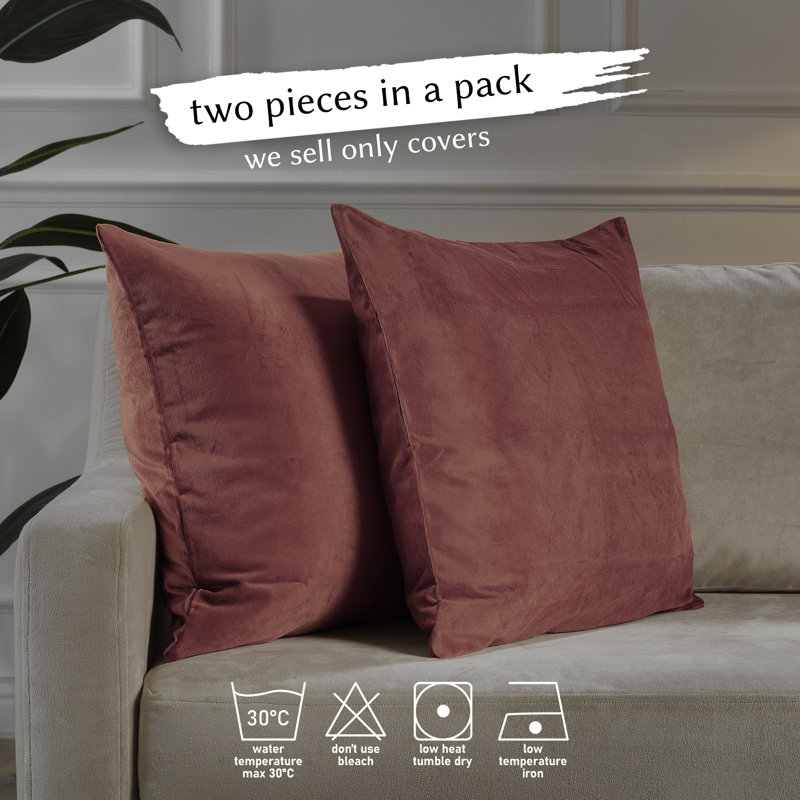 Matte Velvet Pillow Cover, 26" x 26", 57 Brick Red